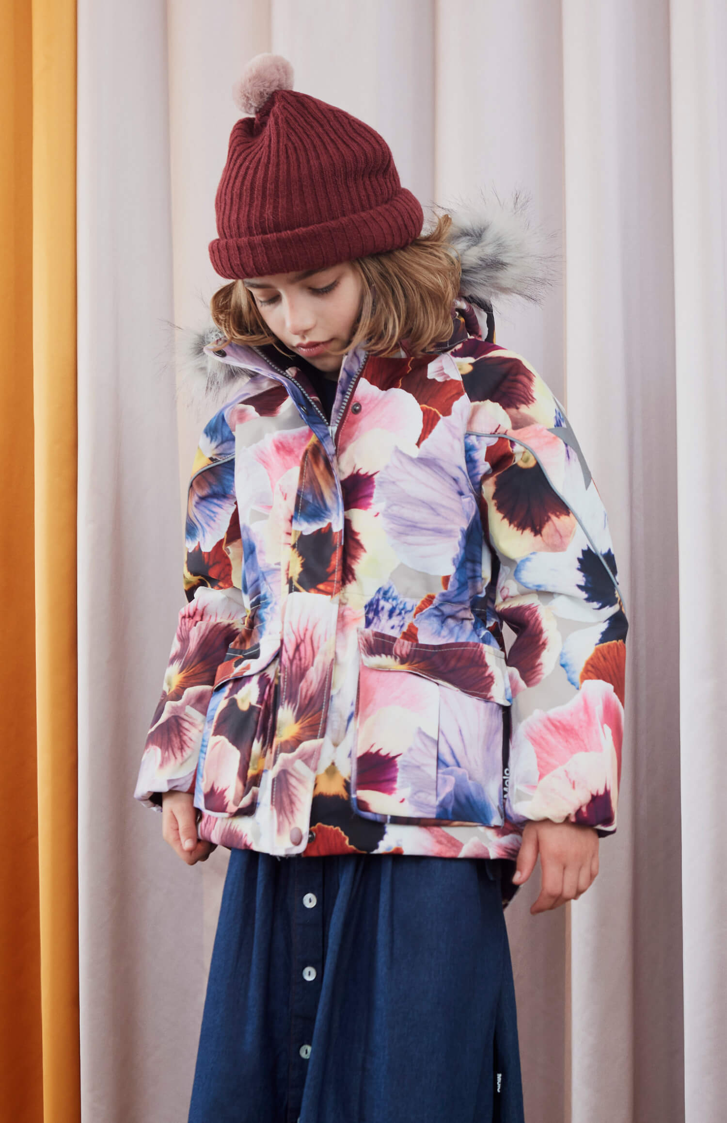 Cathy Fur - Giant Floral - Recycled winter jacket with flower