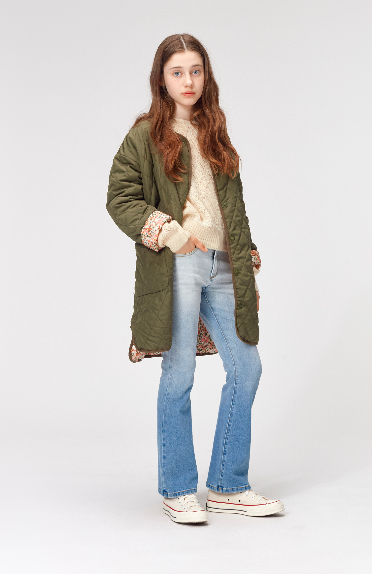 Aliza - Faded Blue Denim - Blue denim jeans with flare - Molo