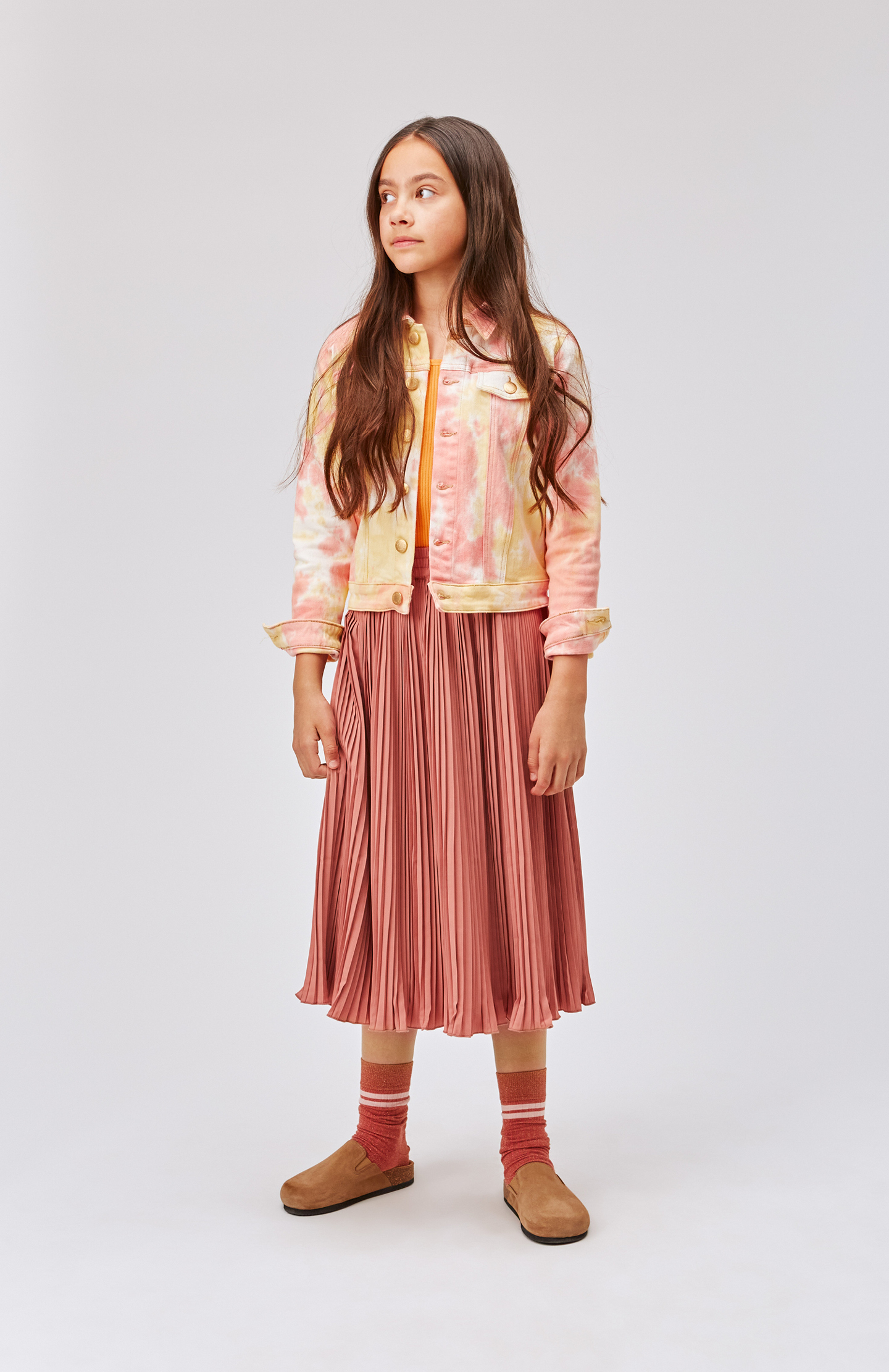 【HONKYO】 Dusty Painted Double Pleated Skirt HONKYO]☆Dusty Painted Double Pleated Skirt☆ ボトムス