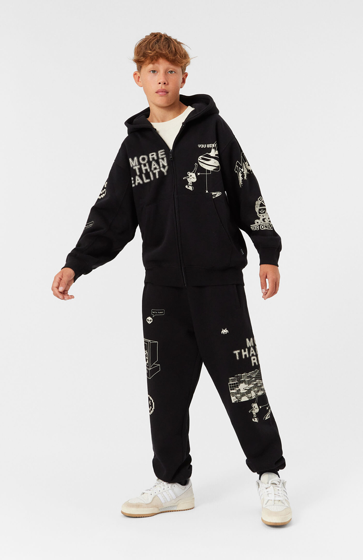 Allen - Black - Black sweatpants with an adjustable waist