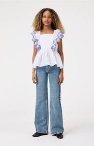 Blue and White Embroidered