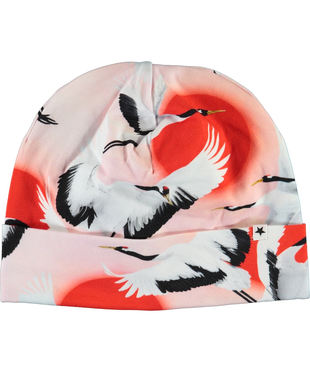 Nico - Sunrise Cranes - Ekologisk rosa mösa med fåglar