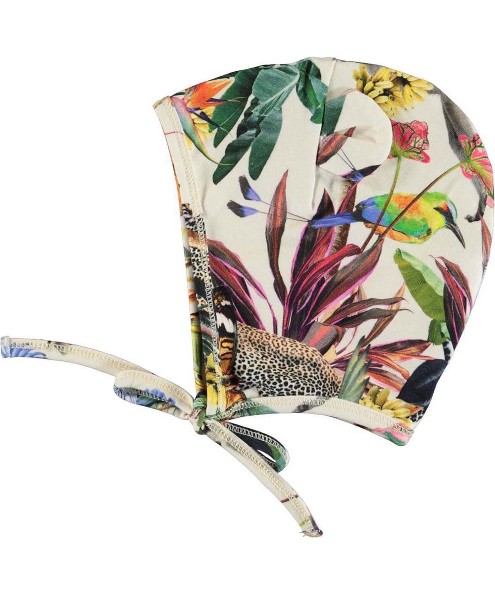 Nilo Hat and Bib Set - Imaginary Jungle - Hjälmmössa och dregglis med fantasifult djungelmöster.