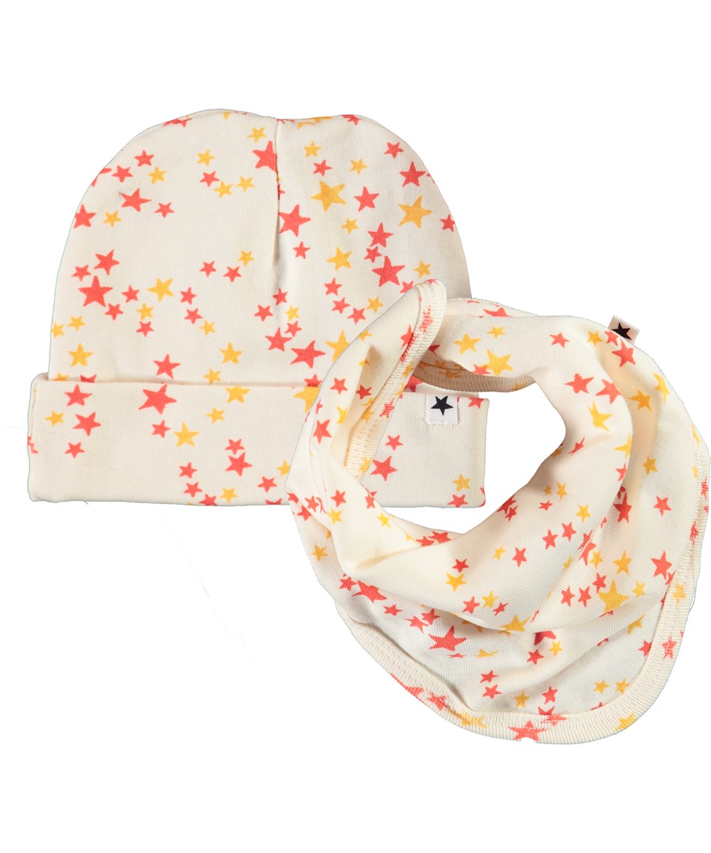 Noon Bib and Hat Set - Starry Pearled - Babymössa med hakklapp med stjärnor