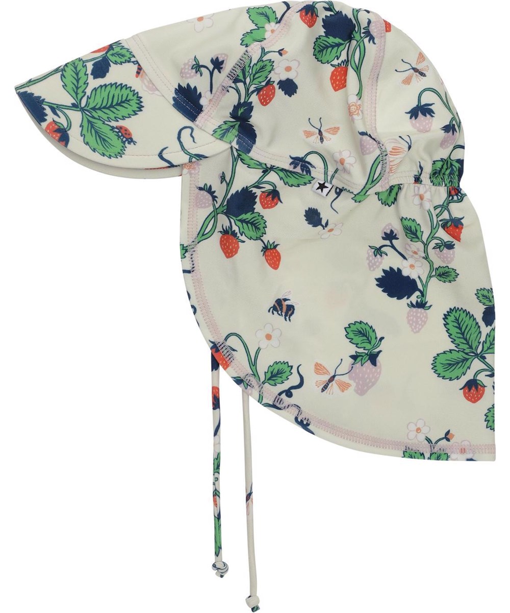 Nando - Strawberries - UV babysolhatt med jordgubbsblommor.