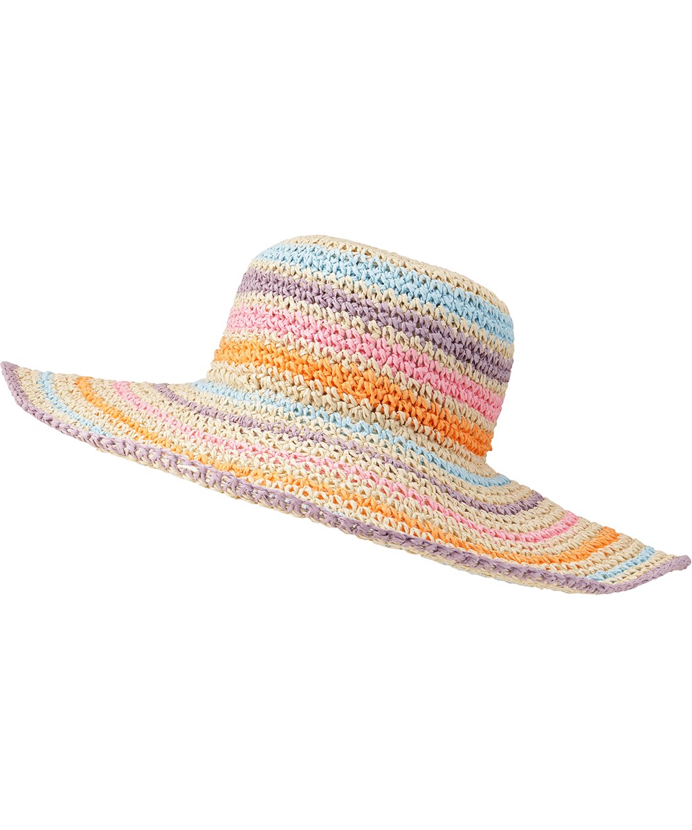 Rainbow Sunhat - Multi Colour - Stråhatt med ränder.