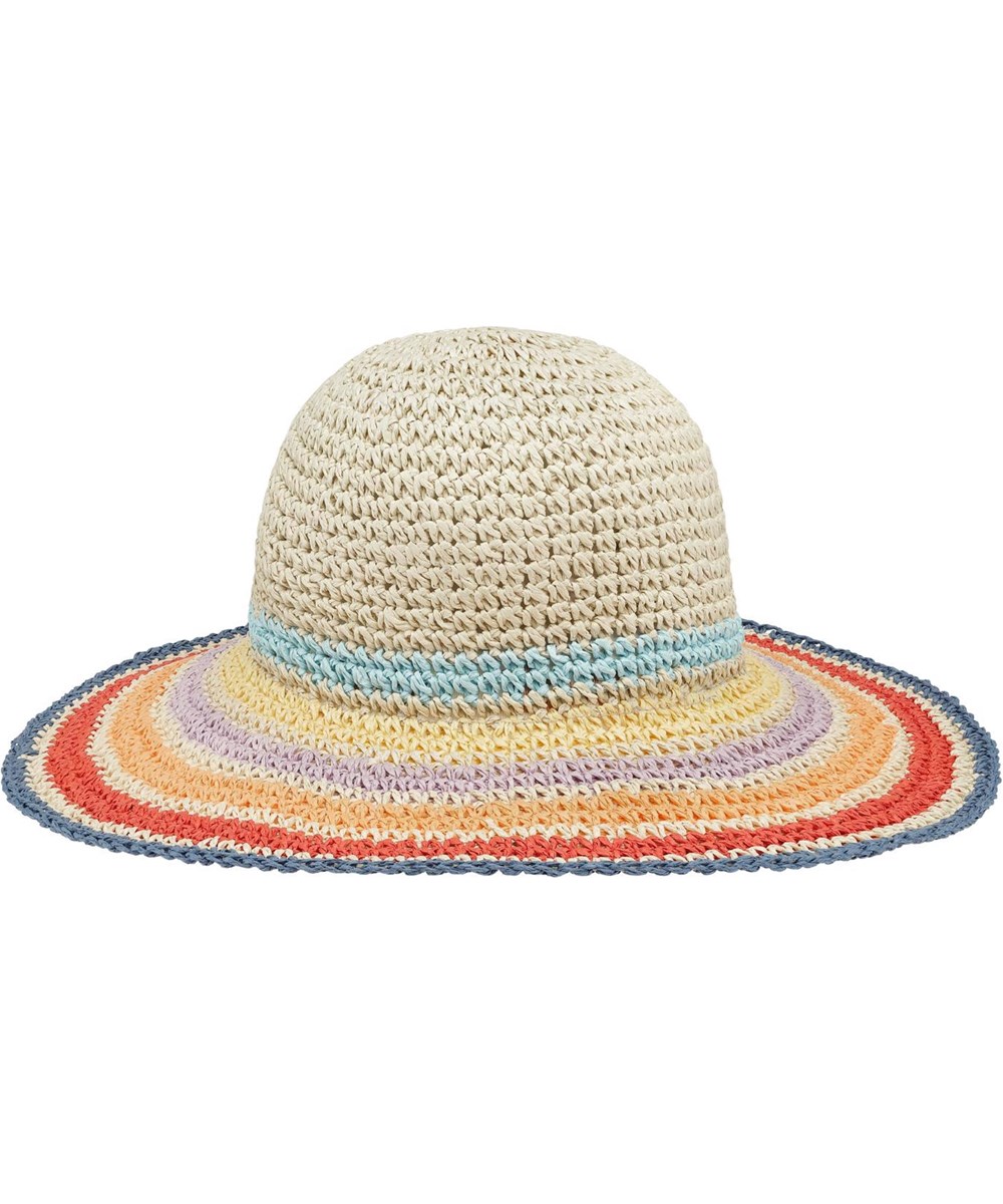 Rainbow Sunhat - Rainbow Straw - Ljus stråhatt med regnbågsränder.