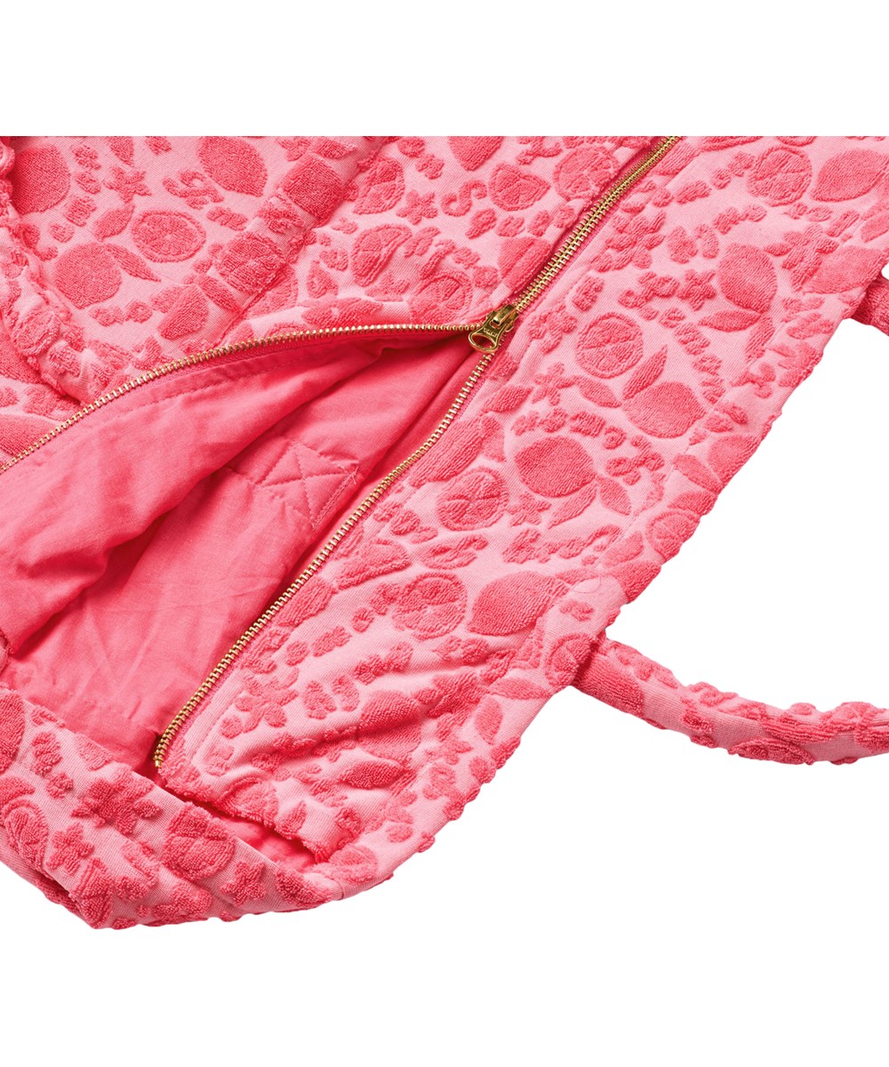Toweling Bag - Lemon Quotes - Rosa strandväska med citrusmönster för barn.