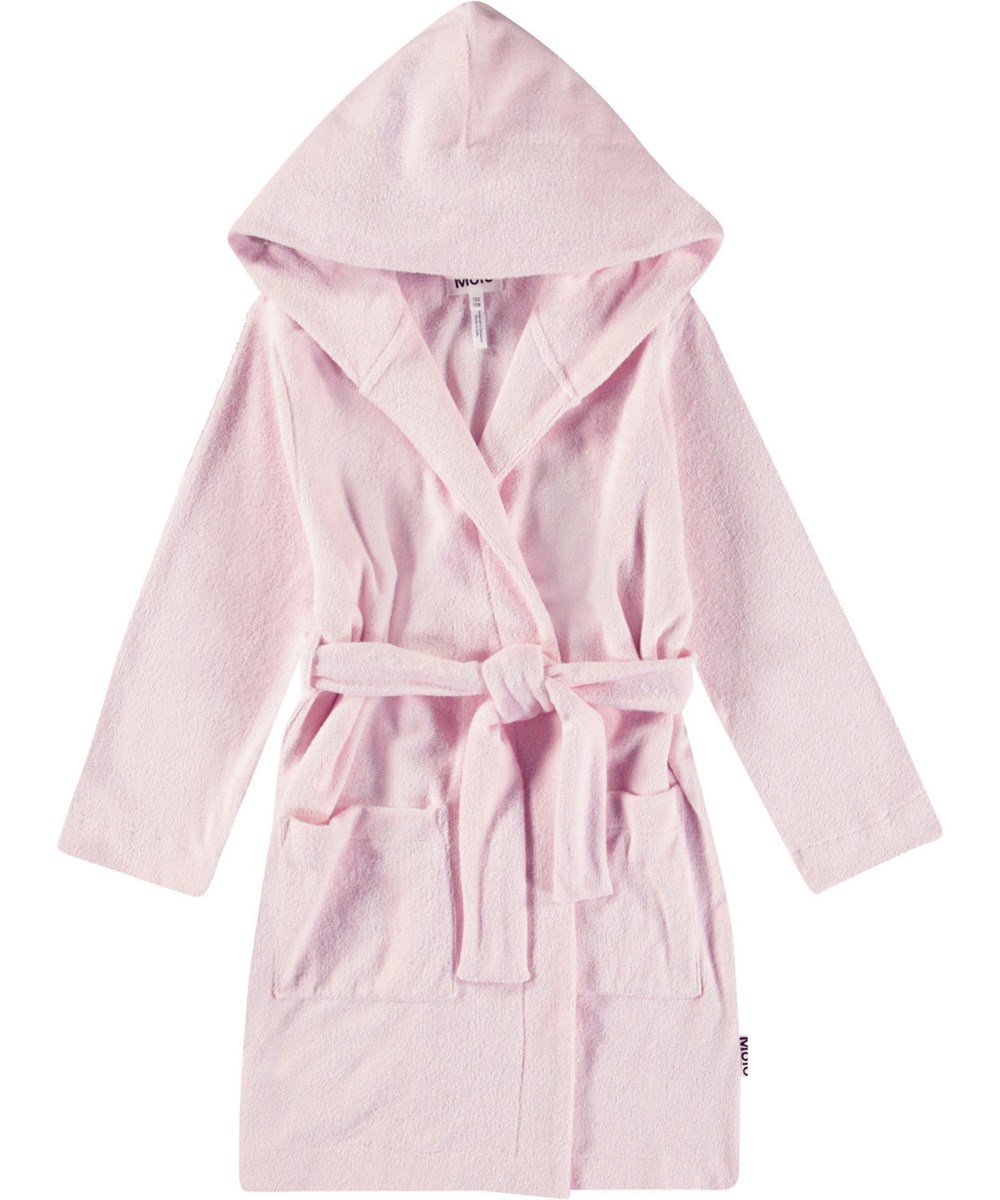 Wyn - Charlotte Pink - Rosa morgonrock för barn gjord av supermjuk, ekologisk bomullsfrotté.
