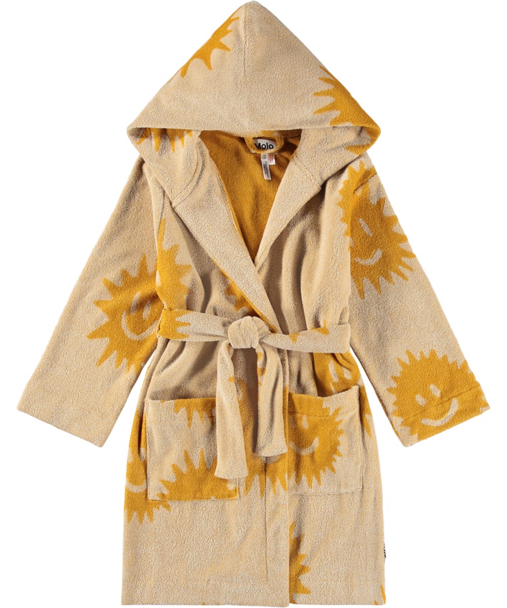 Wyn - Sunshine Terry - Beige badrock för barn i supersoft, ekologisk bomullsfrotté med solmönster