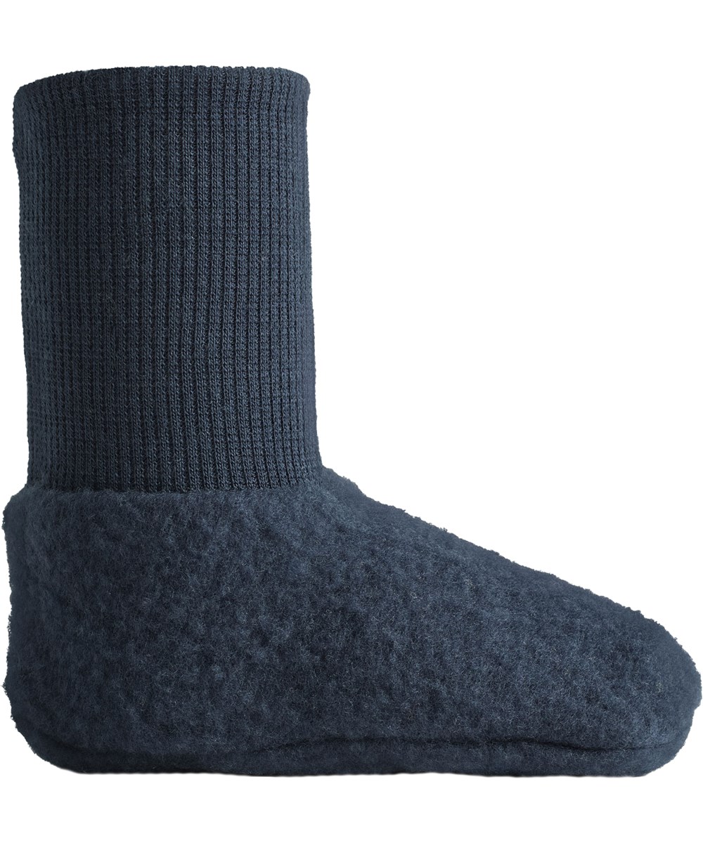 Umut - Dark Navy - Mörkblå babytossar i ull.
