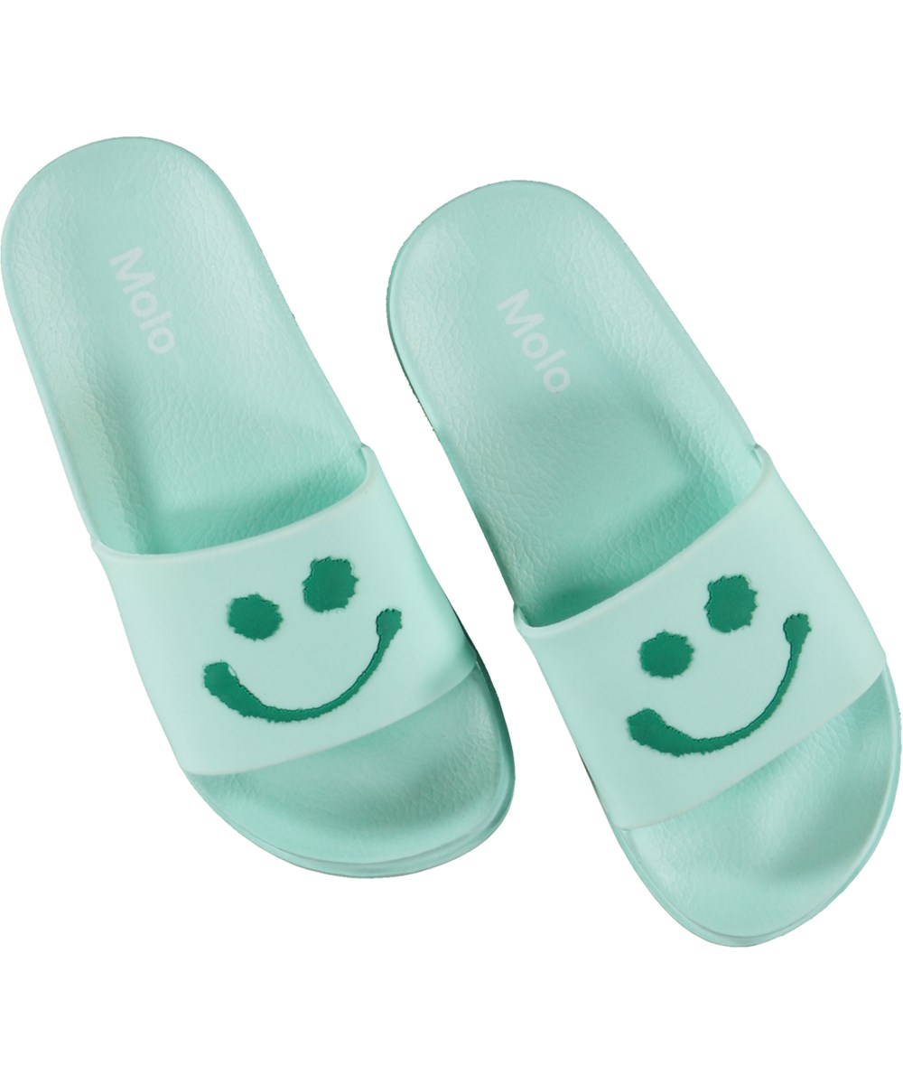 Zhappy - Meadow Smile - Gröna badsandaler med gröna emojis.