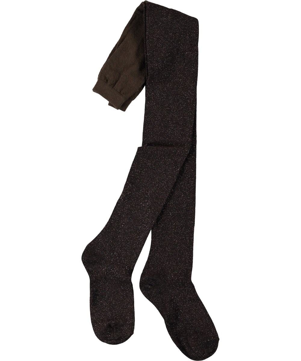 Glitter tights - Chocolate Truffle - Mörk bruna glitter strumpbyxor