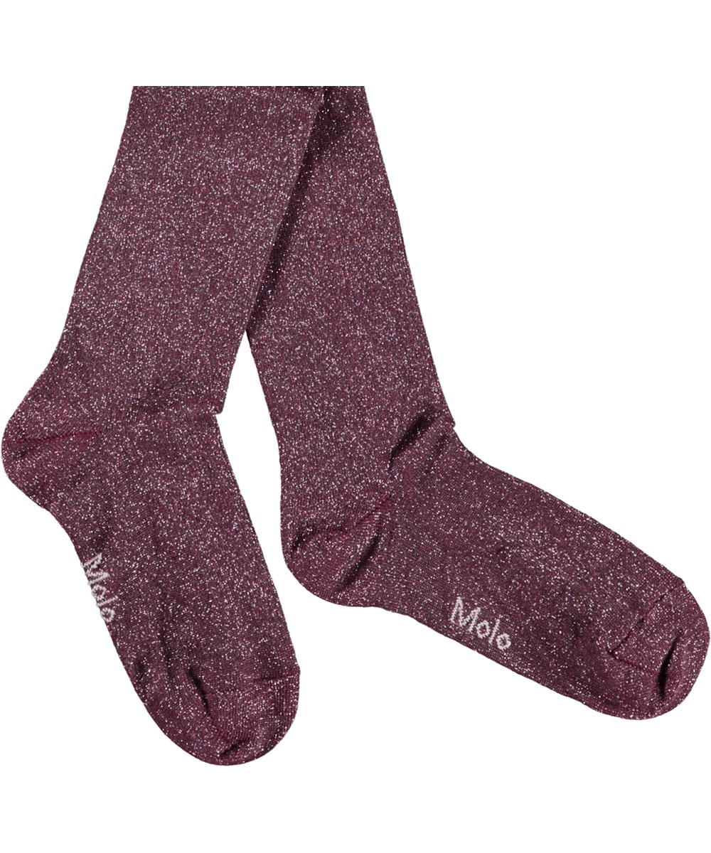 Glitter tights - Tulip - Bordeaux glitterstrumpbyxor för barn.