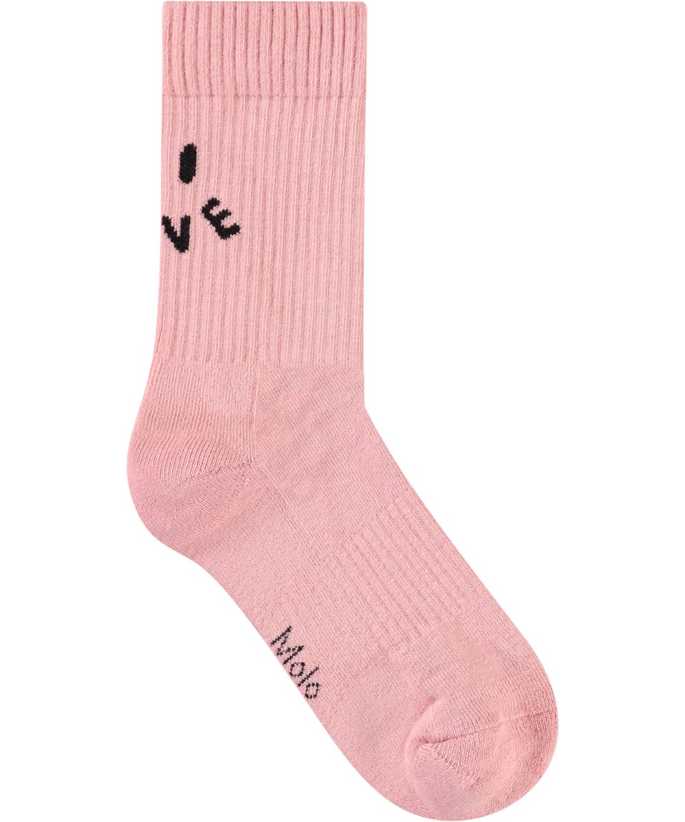 Norman - Rosequartz - 2-pack bomullsstrumpor med smileys för barn.