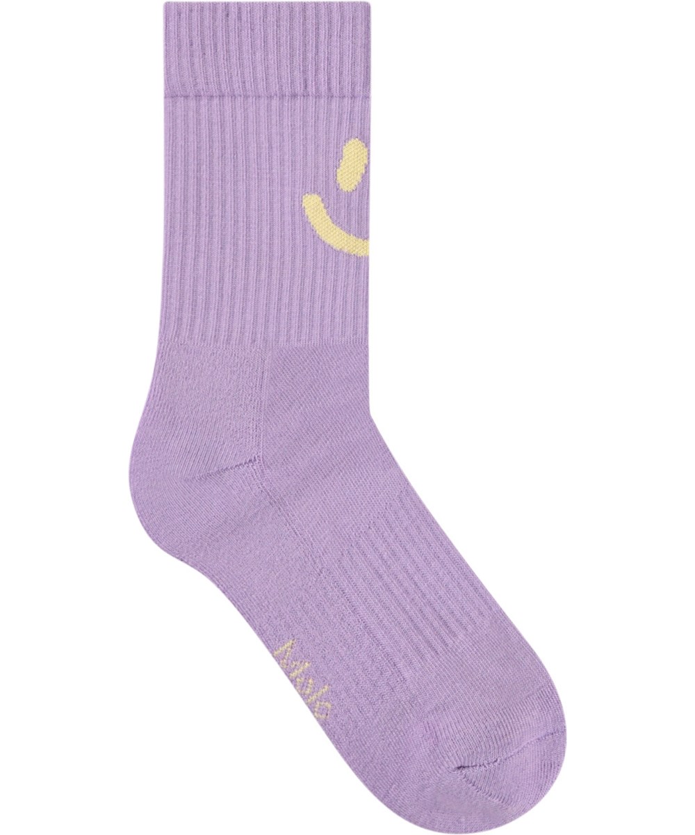 Norman - Violaceous - 2-pack bomullsstrumpor med smileys för barn.