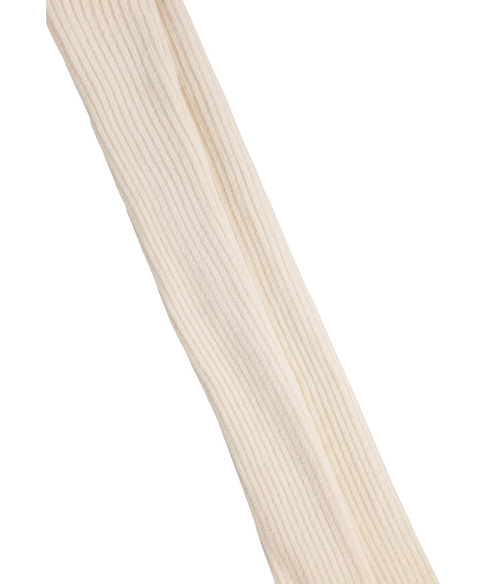 Rib Tights - Summer Sand - Ribbstickade bomullsstrumpbyxor i gräddfärg för barn