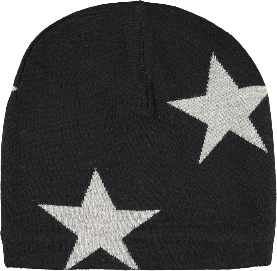Colder - Black - Svart stickad mössa med stjärnor.