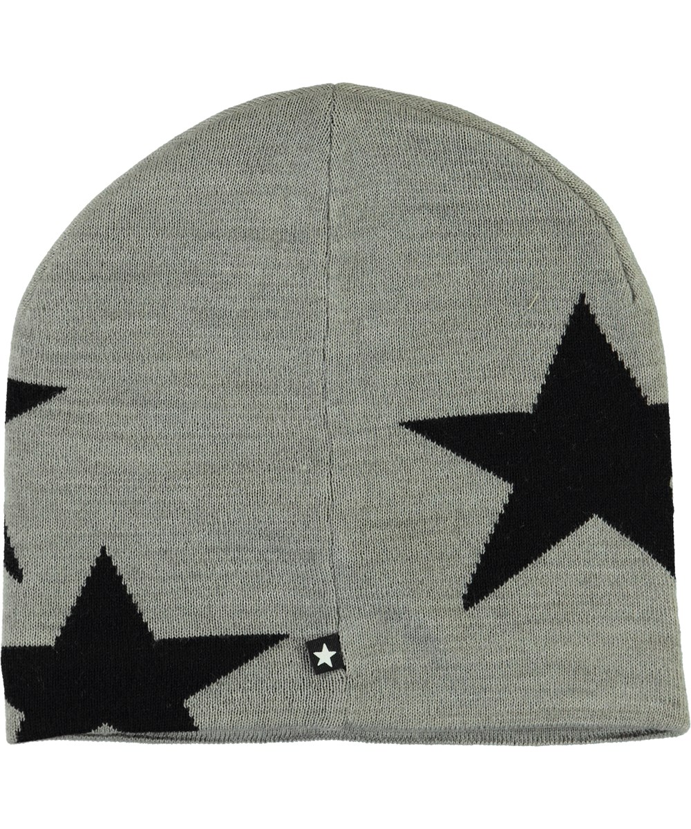 Colder - Grey Melange - Grå stickad mössa med stjärnor