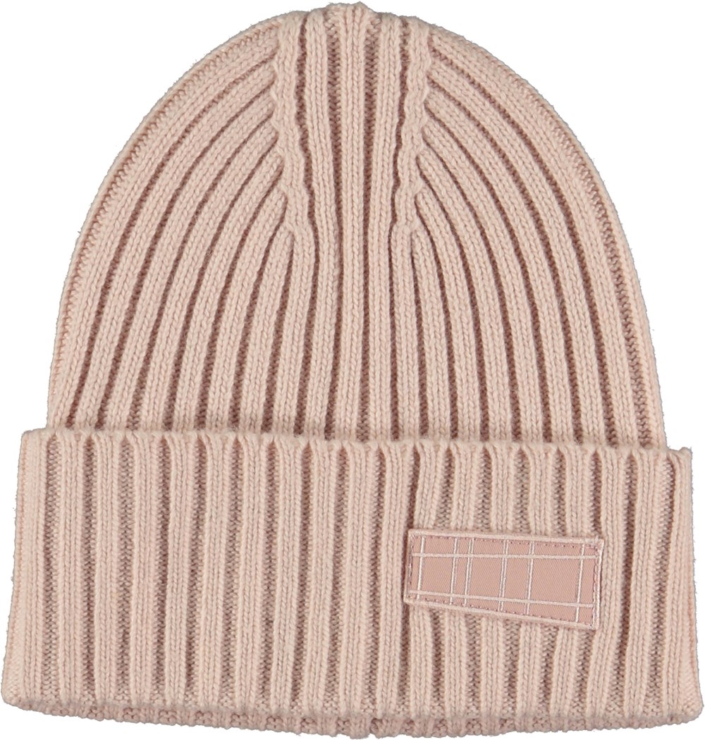Karli - Berry Ice - Ljusrosa mössa i ullblandning med uppvikt kant