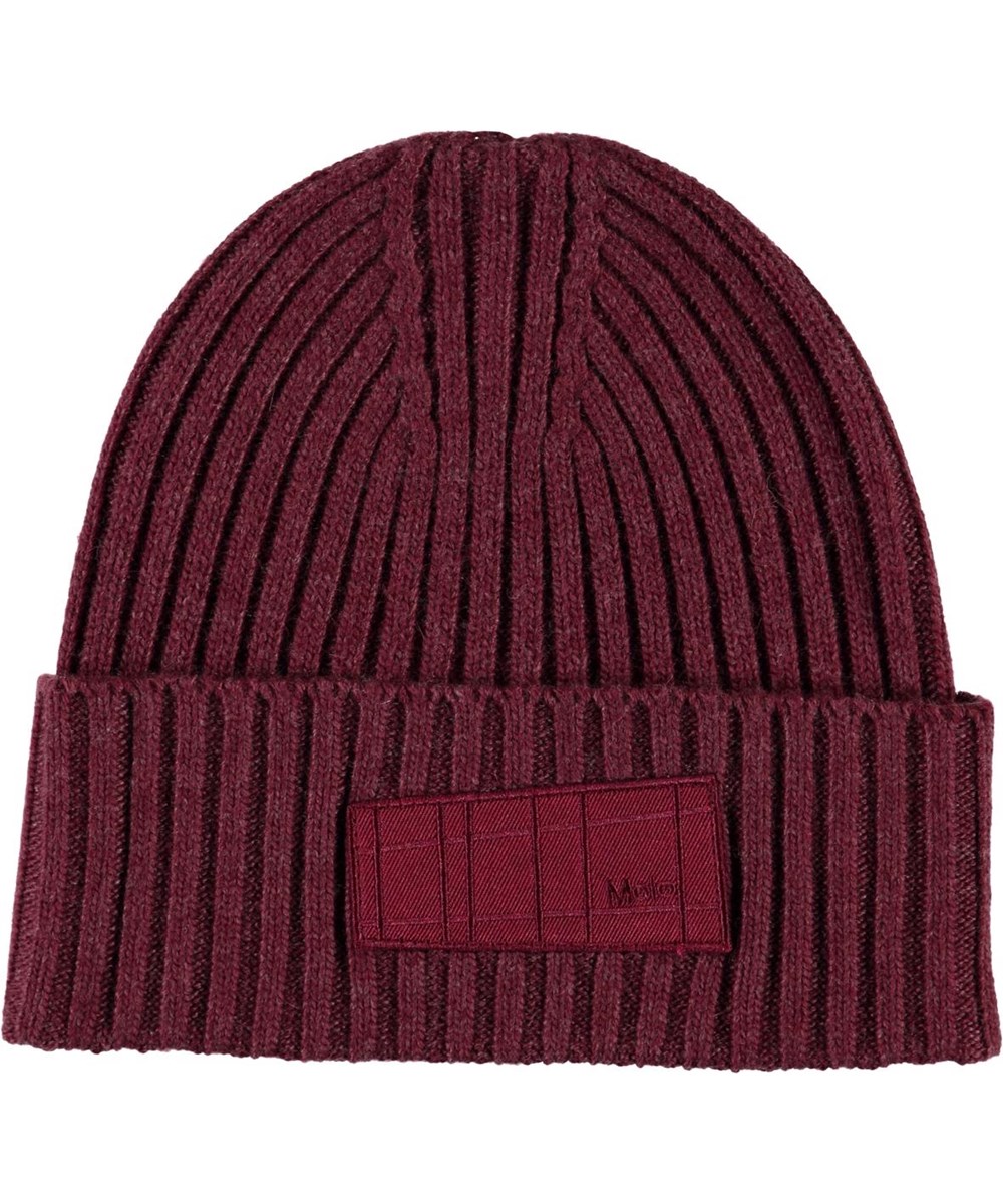 Karli - Maroon - Vinröd kabelstickad mössa
