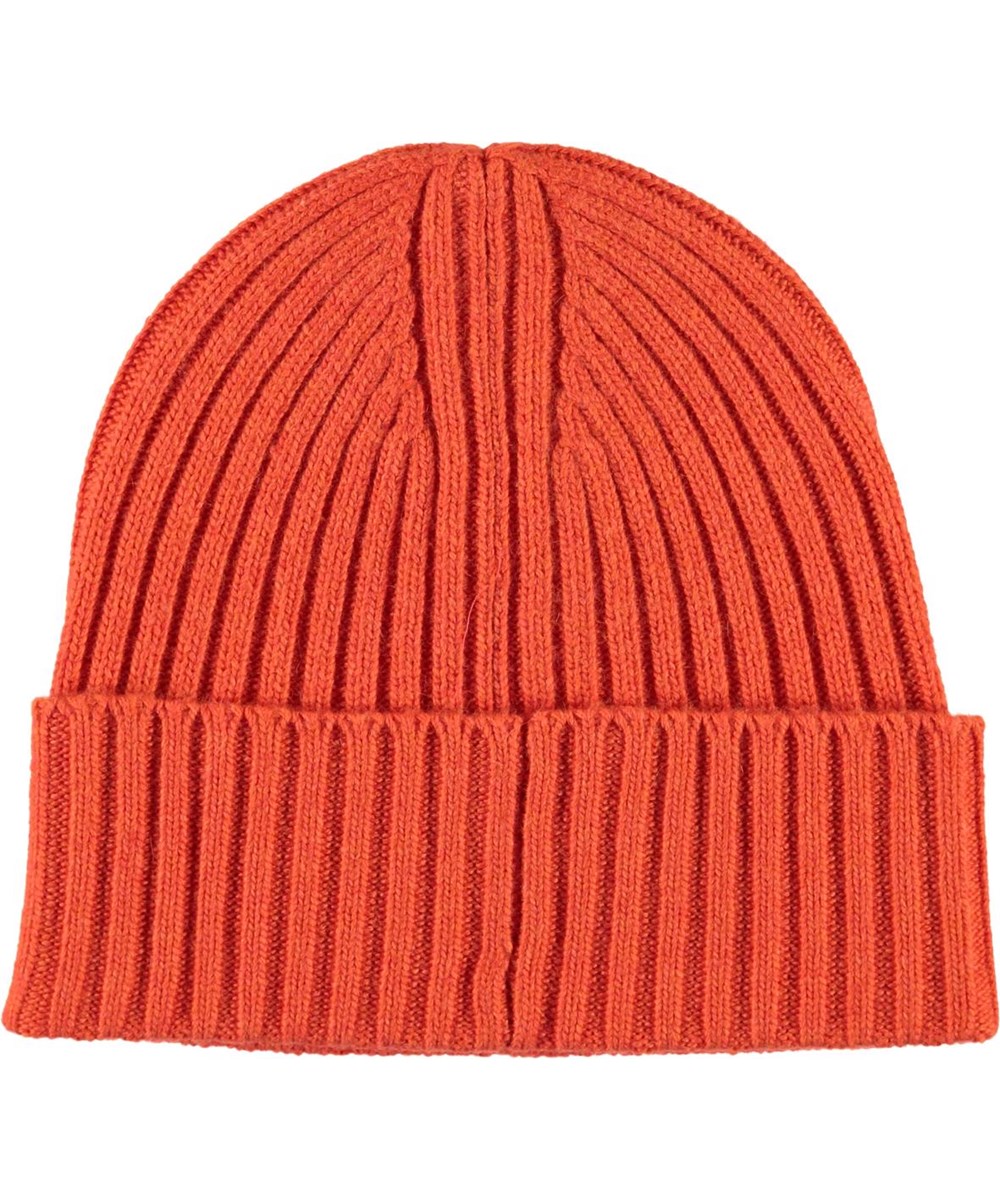 Karli - Signal Orange - Orange kabelstickad mössa