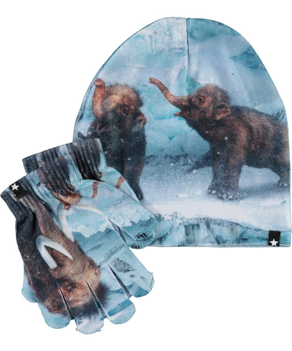 Kaya - Mammoth Baby - Mössa och vantar med mammuttar.
