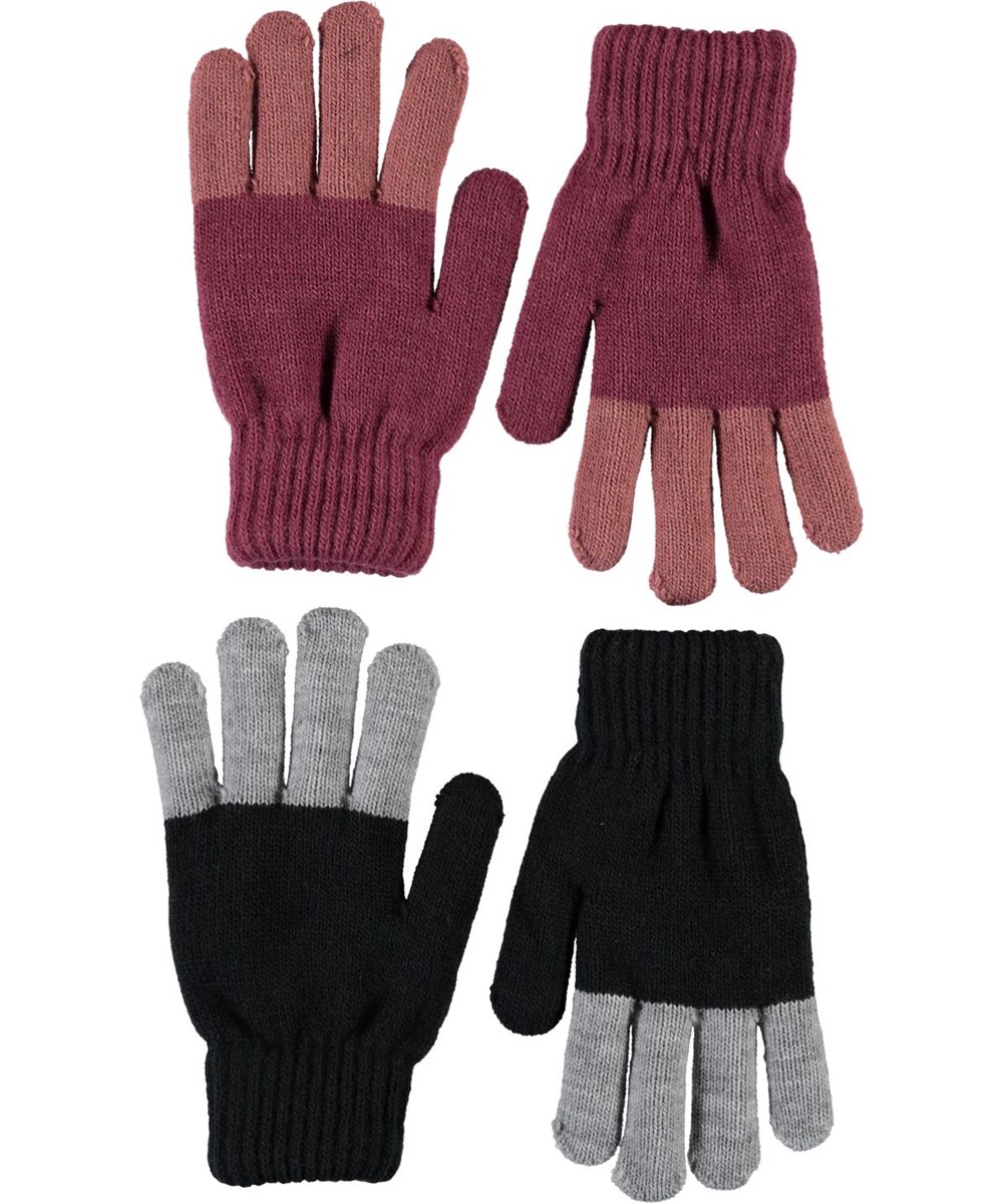 Keen - Desert Sand - 2-pack stickade fingervantar i rosa och svart