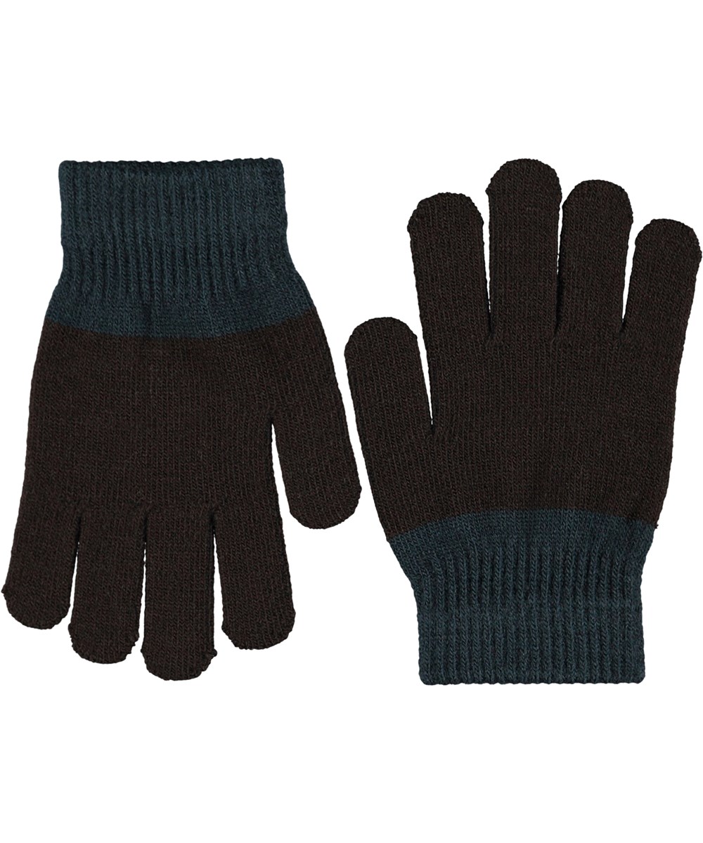 Kei - Dark Cocoa - 2-pack stickade vantar i svarta och grå nyanser för barn.
