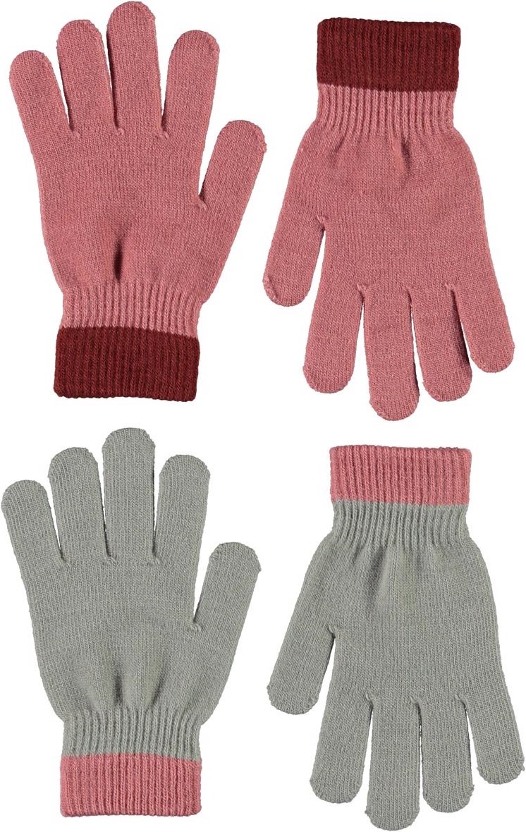 Kello - Maple - Två par fingervantar i rosa ochgrått.