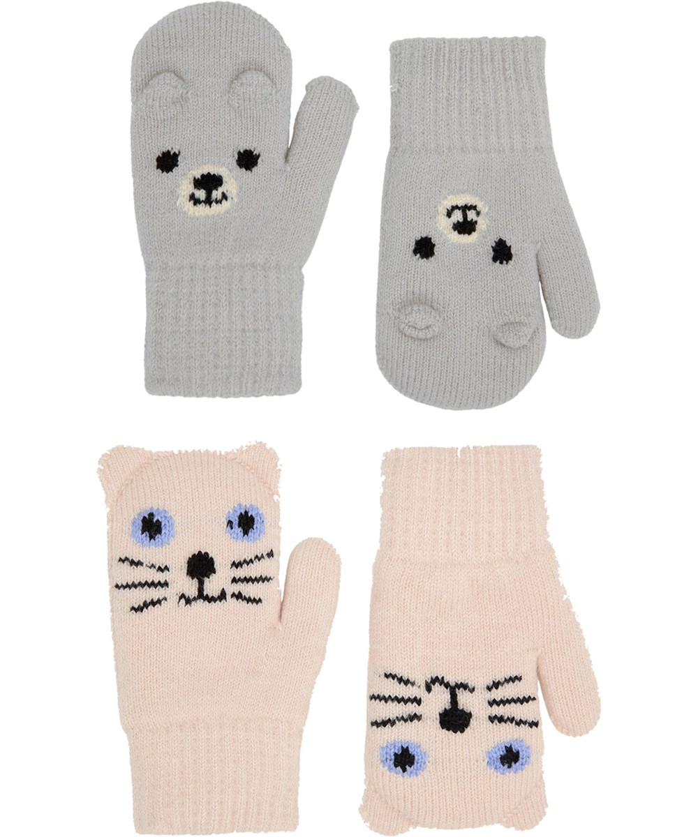 Kenau 2-pack - Grey Snow - 2-pack stickade vantar för baby och småbarn
