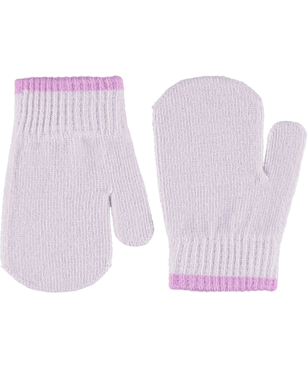 Kenny - Lilac Marble - 2-pack stickade handskar för barn i lila och beige.