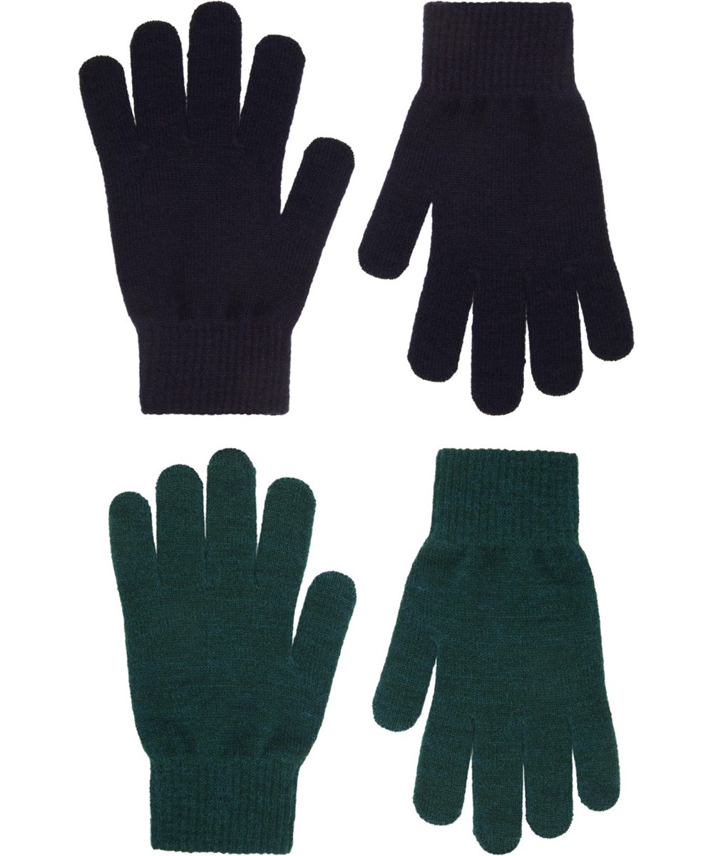 Kiddy - Dark Night - 2-pack stickade vantar i svart och petrolgrön för barn