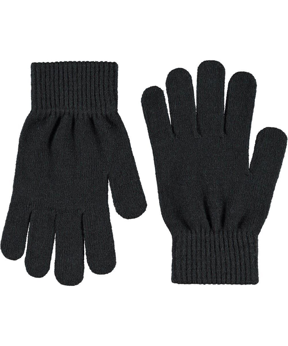 Kiddy - Grey Melange - 2-pack stickade vantar i svart och grått för barn.