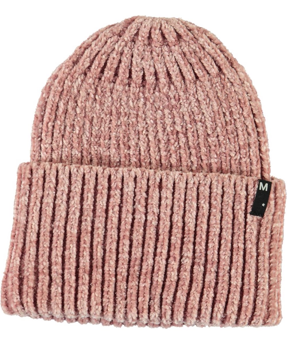 Kitty - Fair Pink - Rosa stickad mössa i chenille 