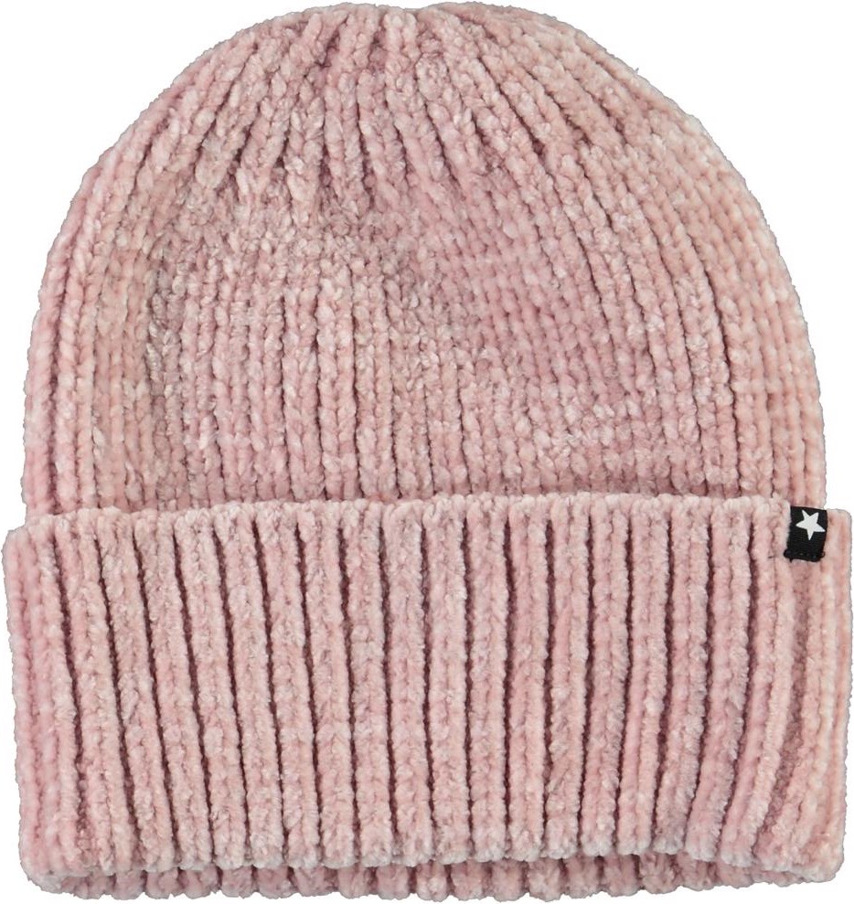 Kitty - Blue Pink - Rosa chenille mössa.