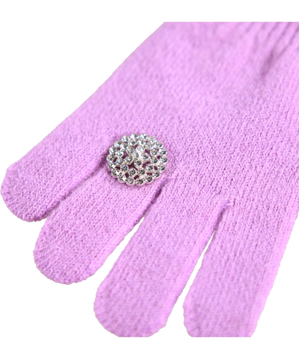 Krystal - Purple Ray - Rosa stickade hvantar för barn med en ring på ett finger.