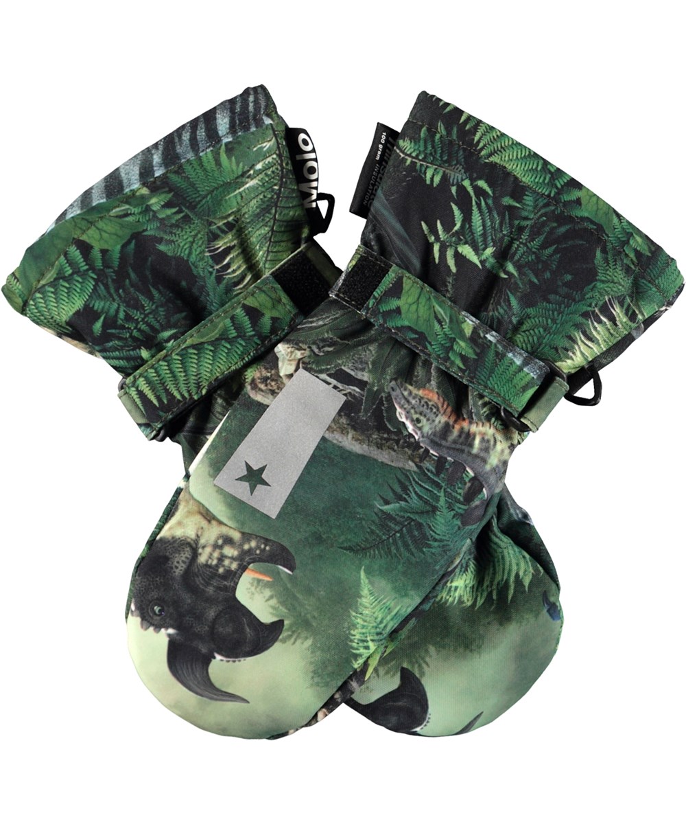 Mitzy - Dino Forest - Återvunna vattentäta vantar med dinosaurier.