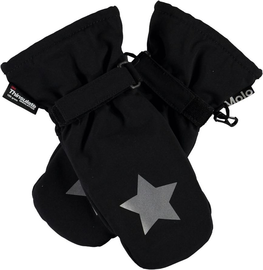 Mitzy - Black - Svarta vantar med stjärnreflex