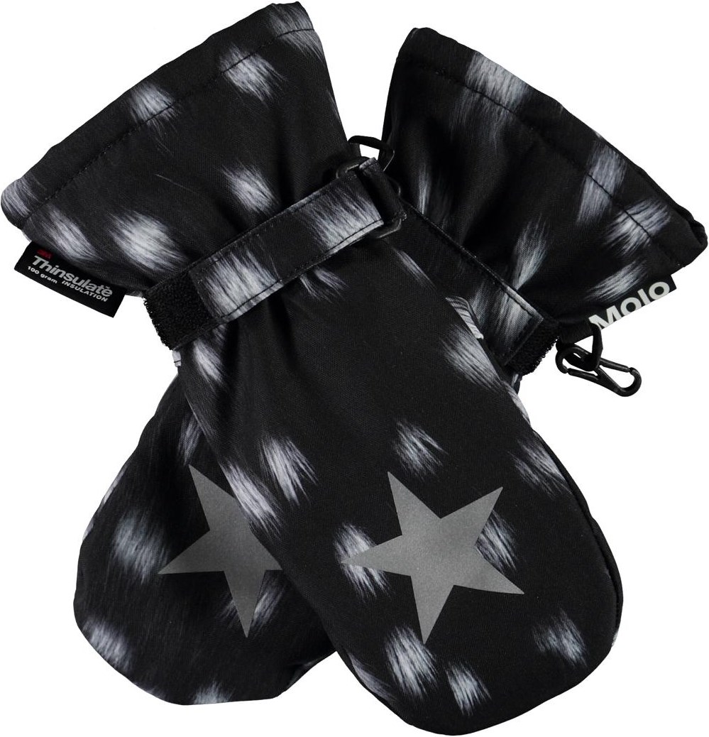 Mitzy - Black Fawn - Svarta vintehandskar med vita fläckar.