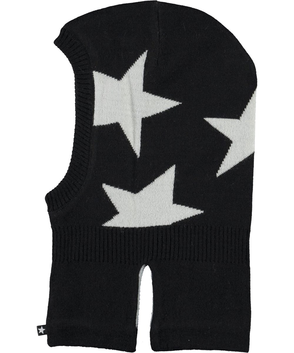 Snow - Black - Svart balaclava med stjärnor.