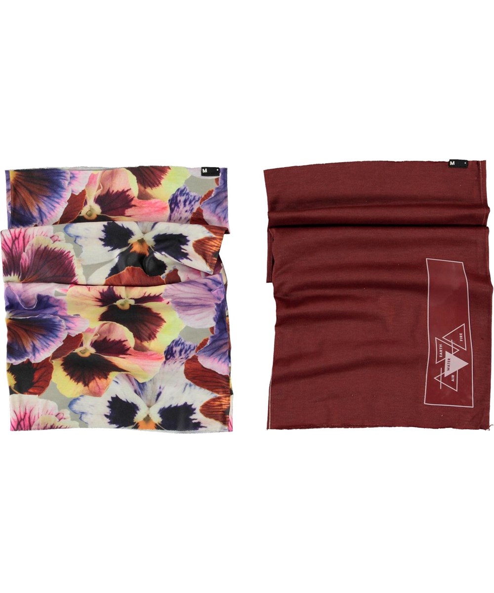 Tube - Giant Floral - 2 halskragar i blomstermönster och rött.