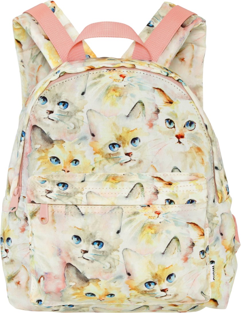 Backpack - Aquarelle Cats - Ljusgul och rosa ryggsäck med sött katttryck.