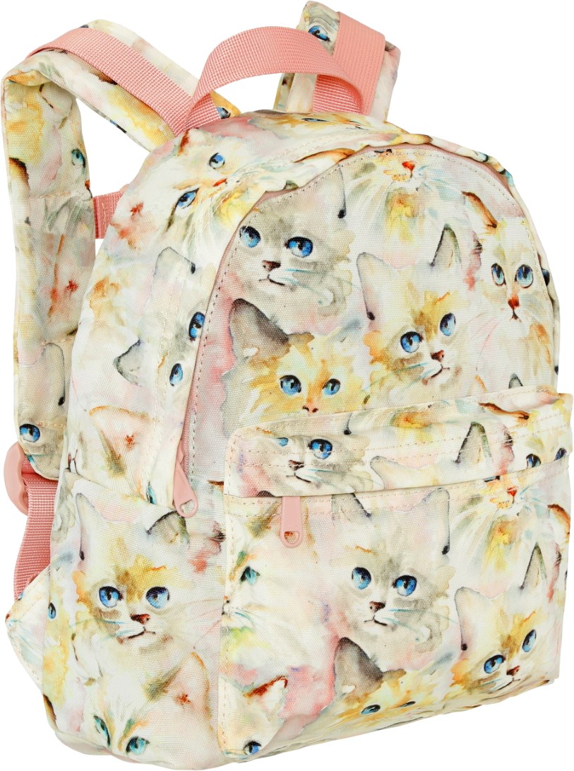 Backpack - Aquarelle Cats - Ljusgul och rosa ryggsäck med sött katttryck.