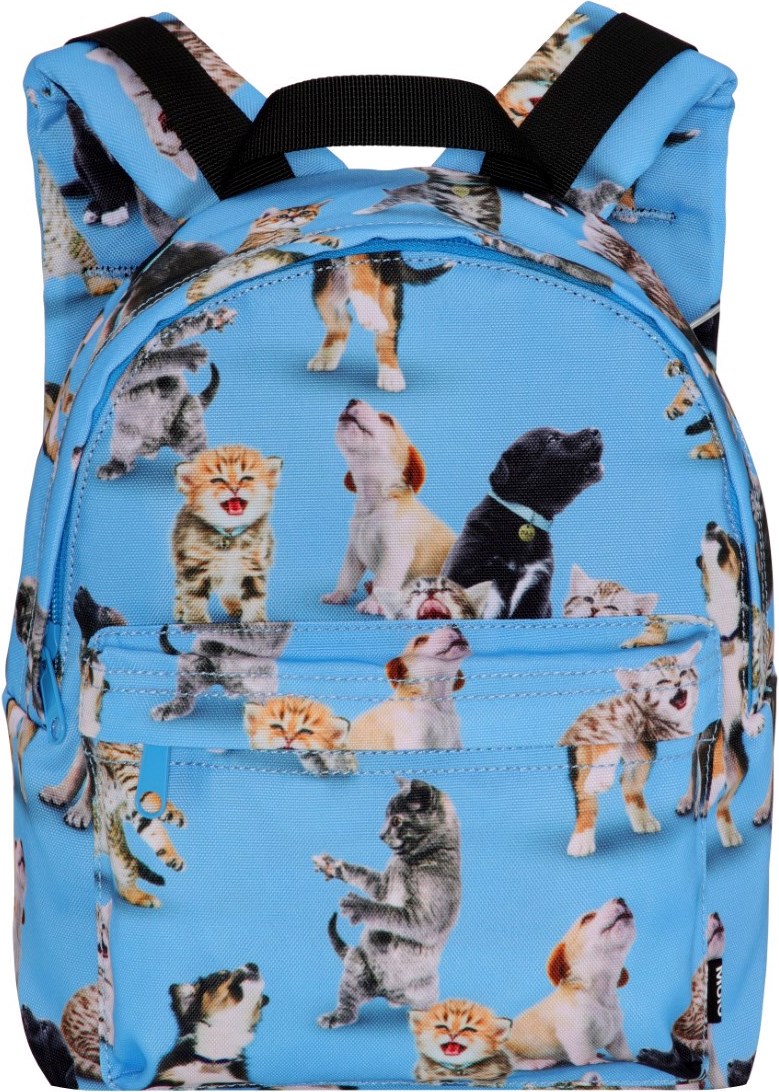 Backpack - Joy Of Music - Blå ryggsäck med katter och hundar i 100% återvunnen polyester.