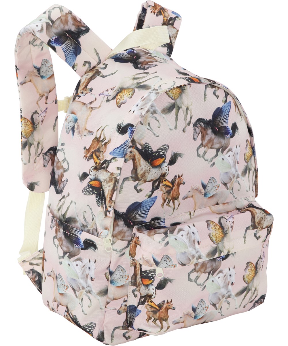Backpack Mio - Fairy Horses - Rosa ryggsäck med hästar.