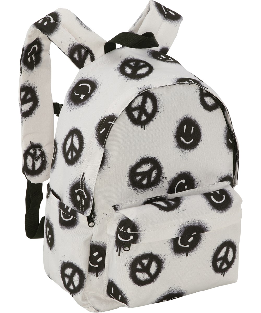 Backpack Mio - Peace Smile - Råvit ryggsäck med peactecken.
