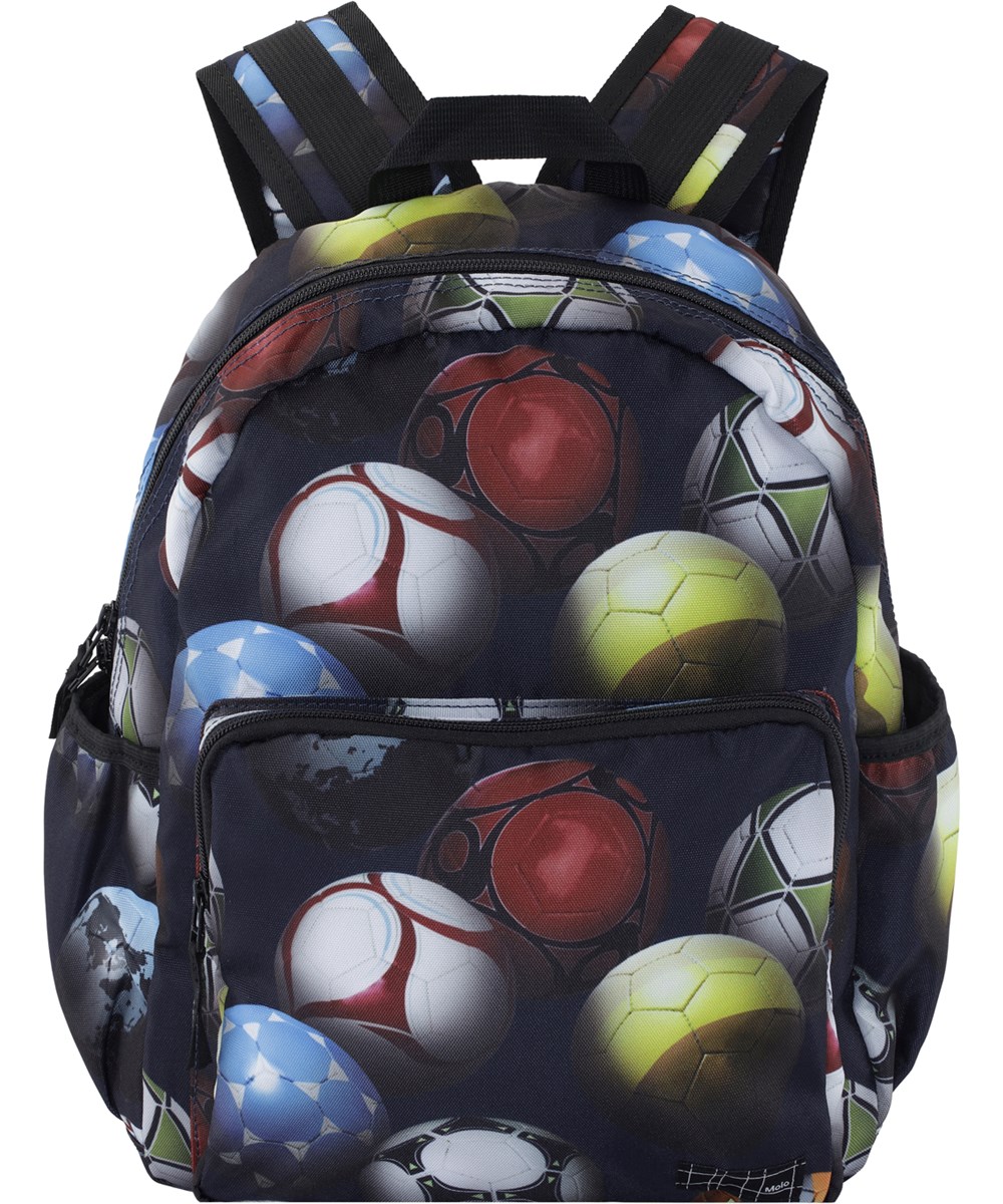 Big Backpack - Footballs Blue - Återvunnen ryggsäck med fotbollar.