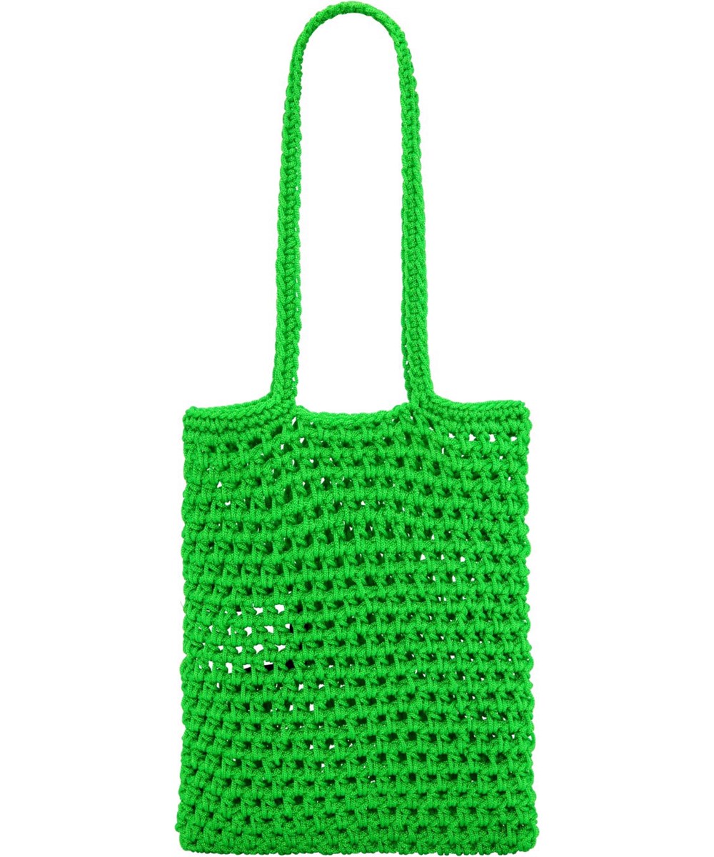 Crochet Bag - Classic Green - Liten, grön axelväska, virkad av robust polyestergarn. Väskan är ofodrad och har en öppen topp med axelrem.
