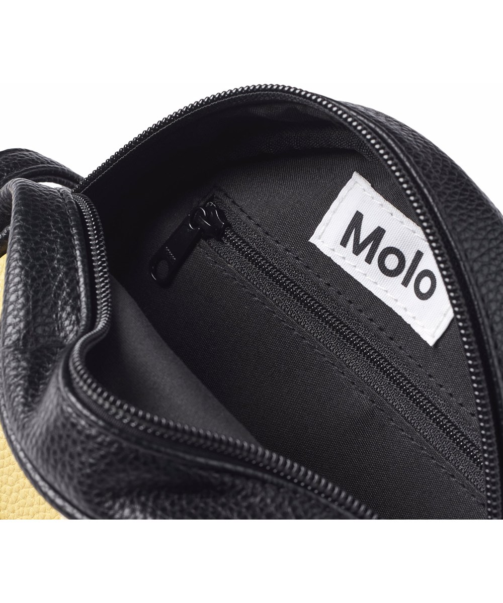 Feelings Bag - Duo - Rolig rund väska med ett leende gult ansikte och ett lila surt ansikte för barn.